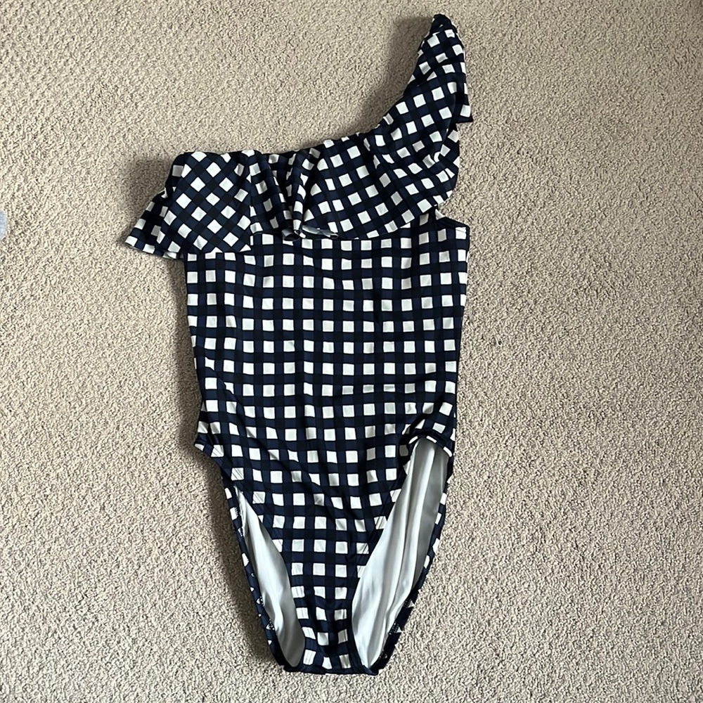 Banana Republic One Shoulder Gingham Swimsuit